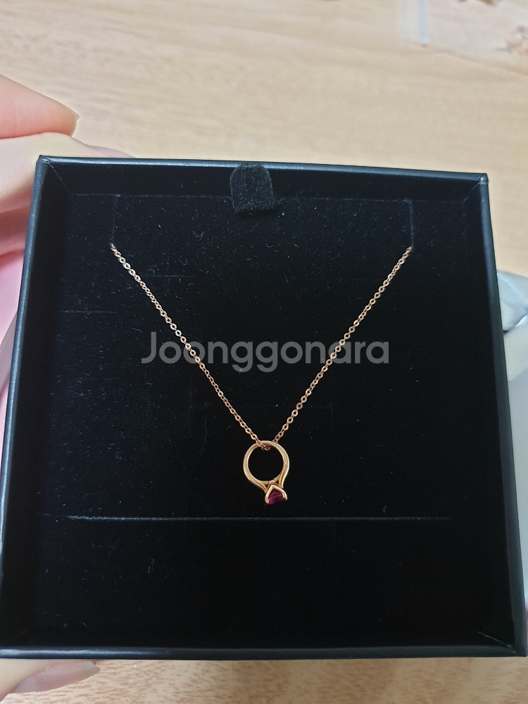 스타일러스 위싱링 루비 핑크골드 목걸이--2