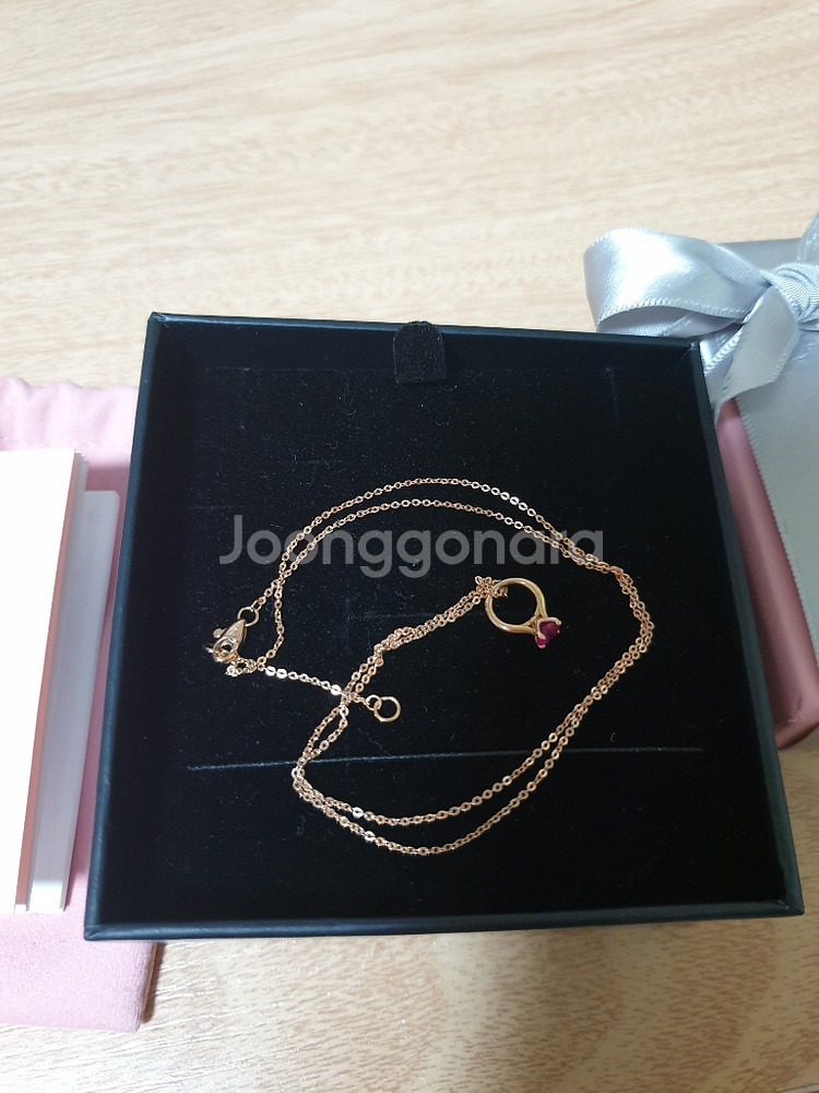 스타일러스 위싱링 루비 핑크골드 목걸이--3