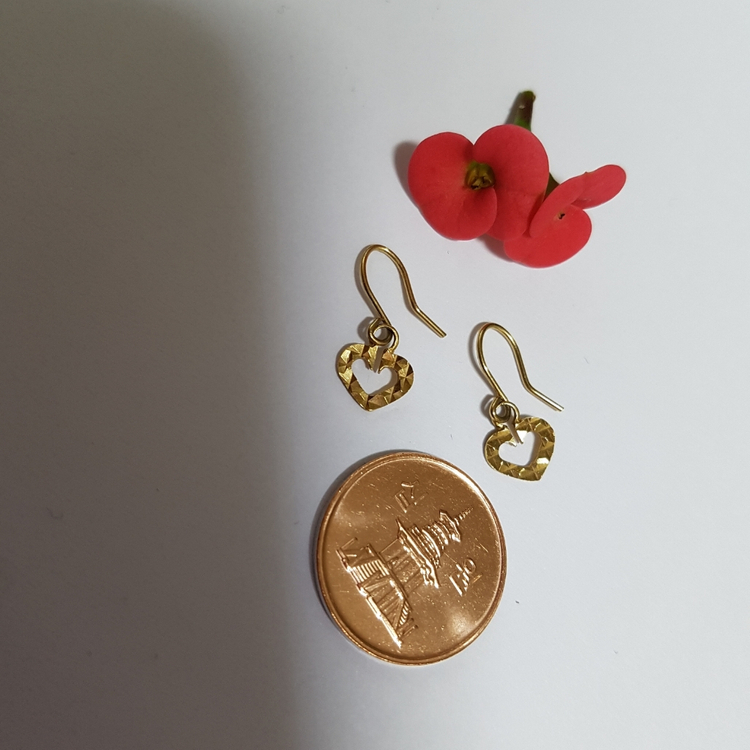 14k 퓨어하트 고리 귀걸이 한쌍 --2