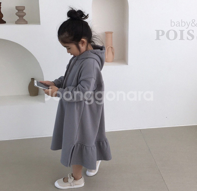 새상품 유아동 후드원피스 그레이 XL 1장--0