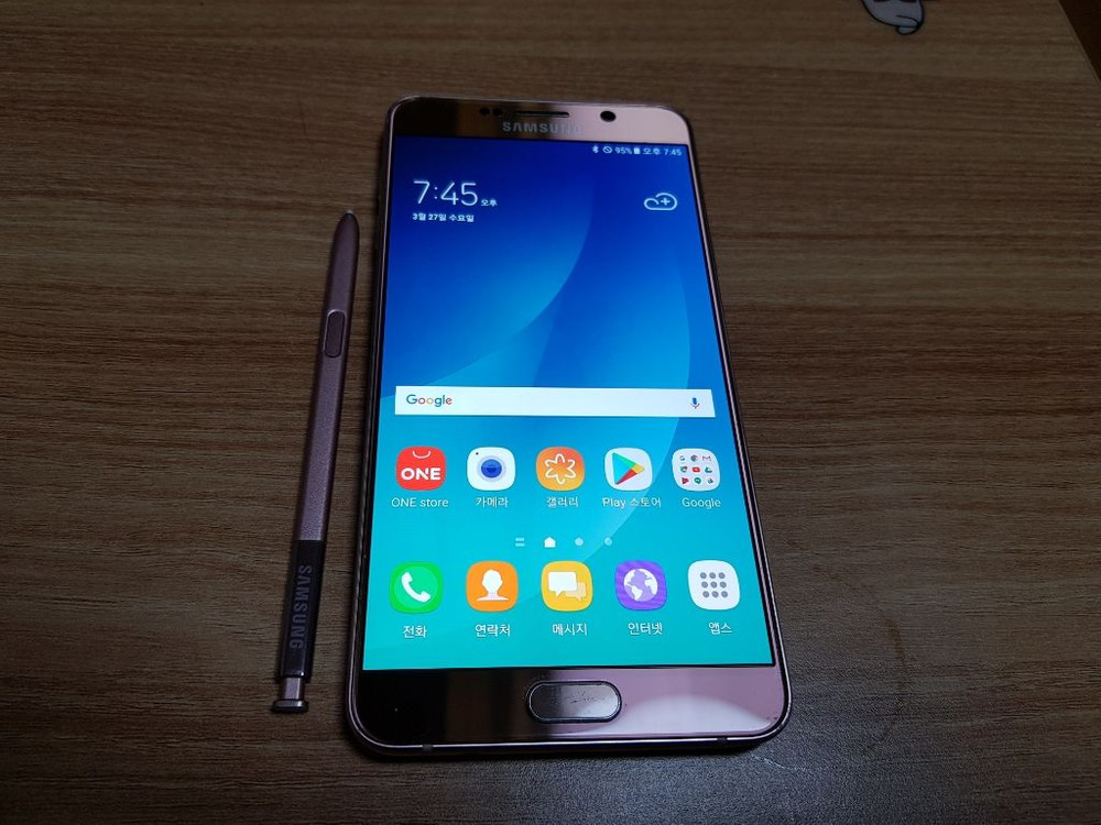 ●신촌 갤럭시노트5 64기가 핑크골드 정상해지 공기계●--1