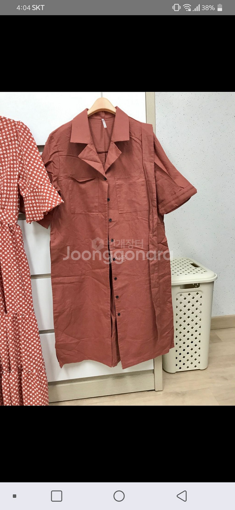 벽돌색 린넨롱카라원피스 새상품 퍼스트제이꺼--3