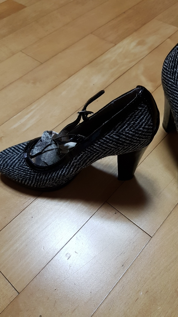 프랑스제 유명마크 etam 트위드힐 230cm 새구두--1