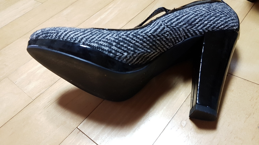 프랑스제 유명마크 etam 트위드힐 230cm 새구두--3