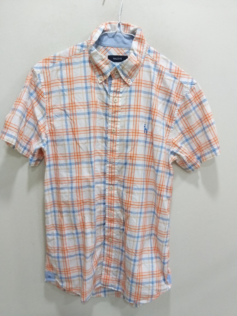 남성 헤지스 깨끗한 반팔 체크 셔츠(95)