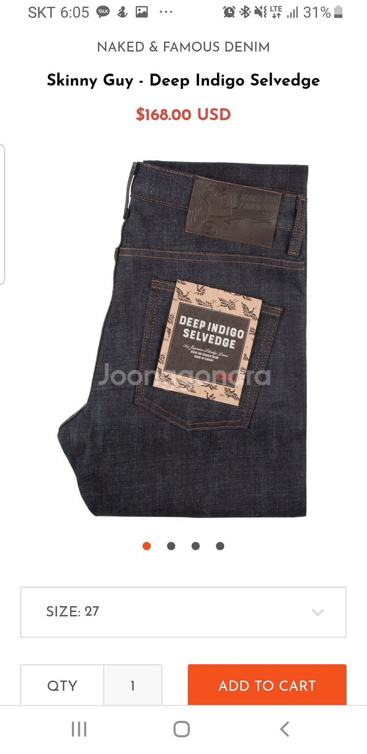 Naked&Famous 청바지 사이즈 31--4