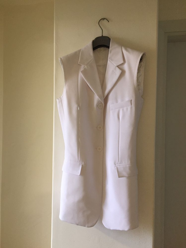 Celine 셀린 피비 화이트 민소매 수트 재킷 36--0