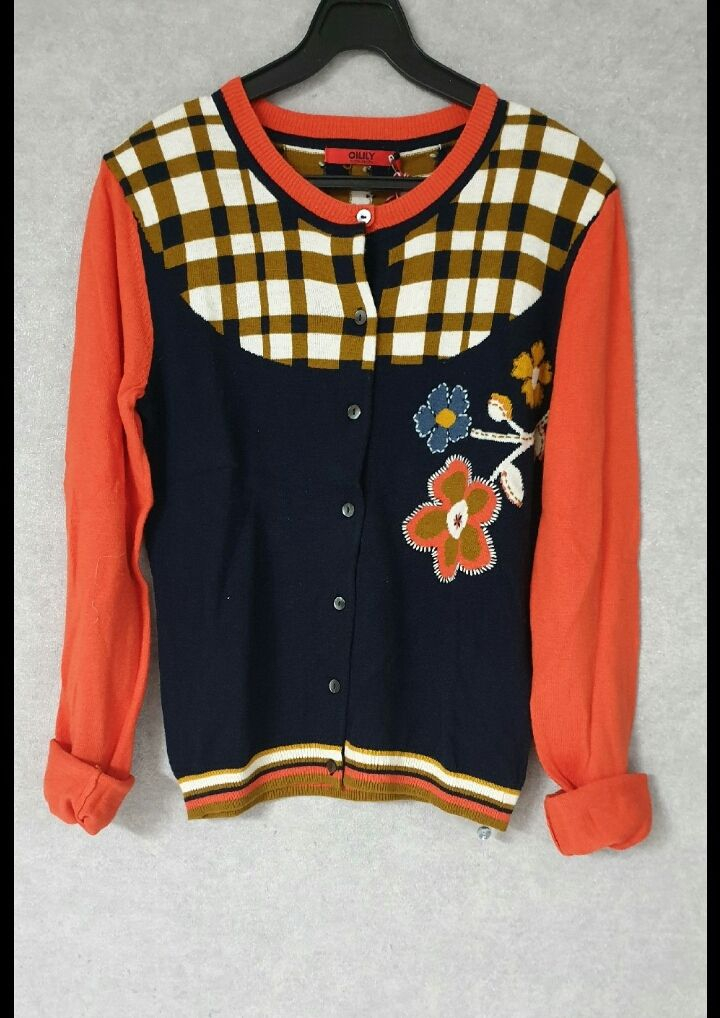 오일릴리 네이비주황 가디건--1
