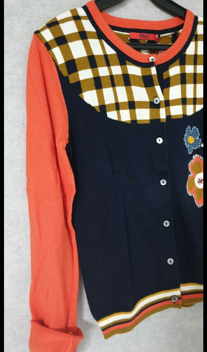 오일릴리 네이비주황 가디건--3