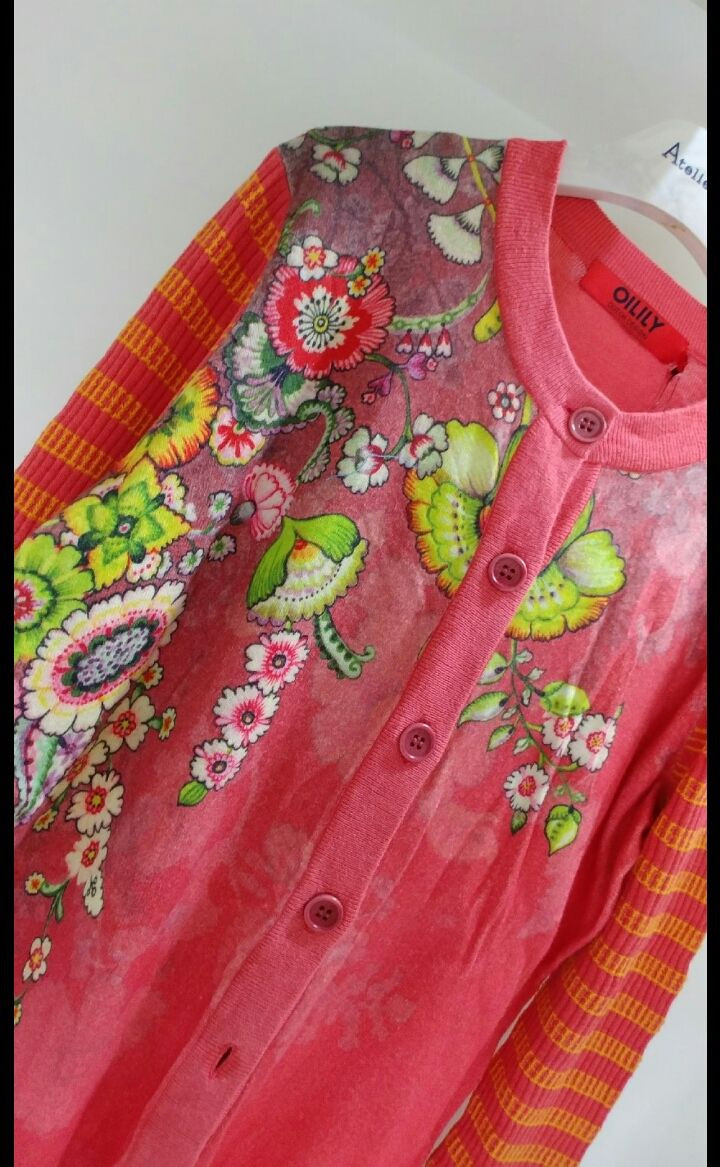 오일릴리 레드꽃 롱 캐시혼방 가디건--1