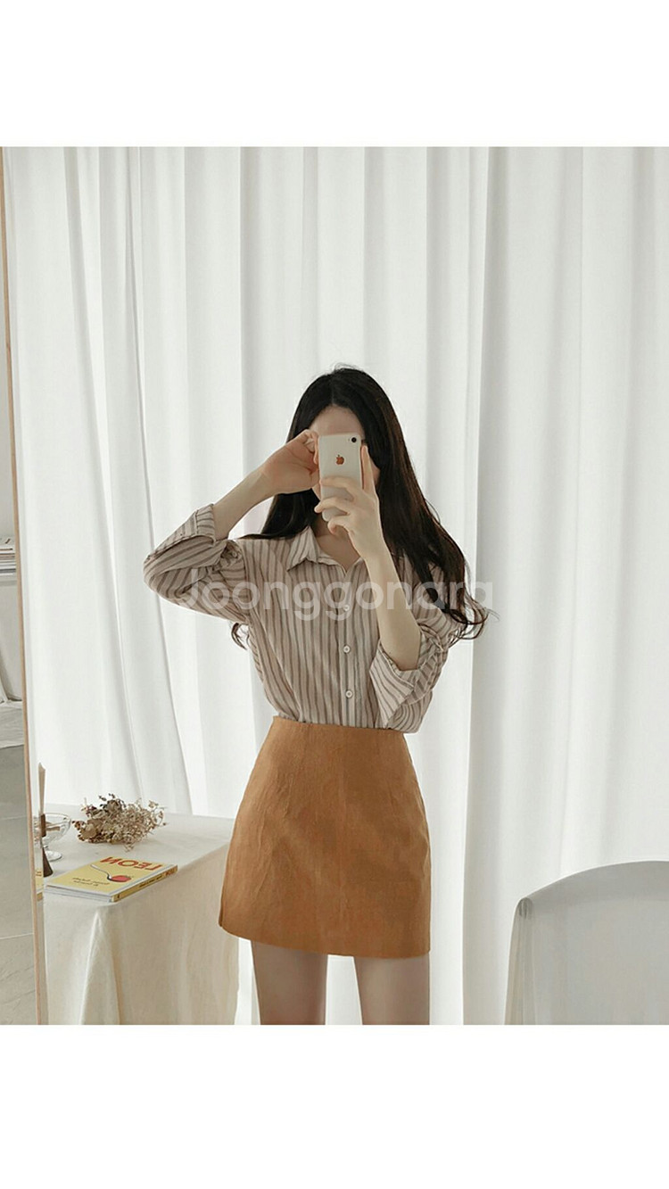 프롬데이원 오렌지스커트 린넨치마 린넨스커트 여름치마--5
