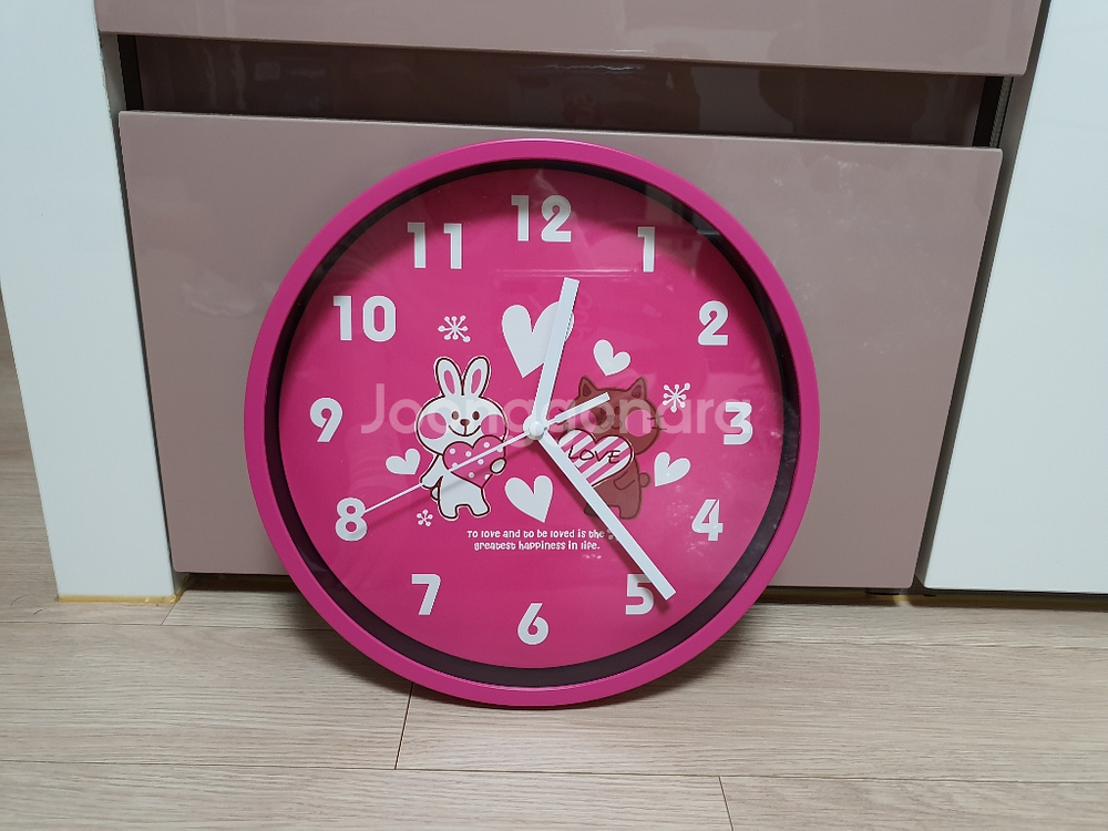 핑크색 벽걸이시계 원형시계 시계 아이방벽걸이시계--0