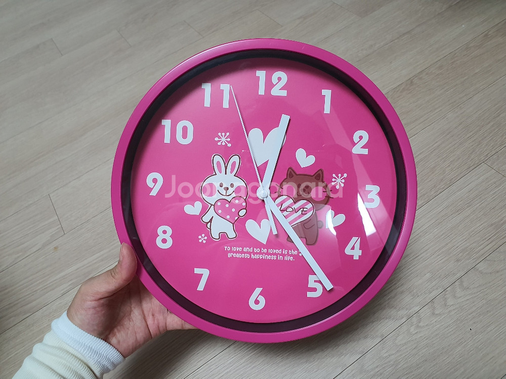 핑크색 벽걸이시계 원형시계 시계 아이방벽걸이시계--1