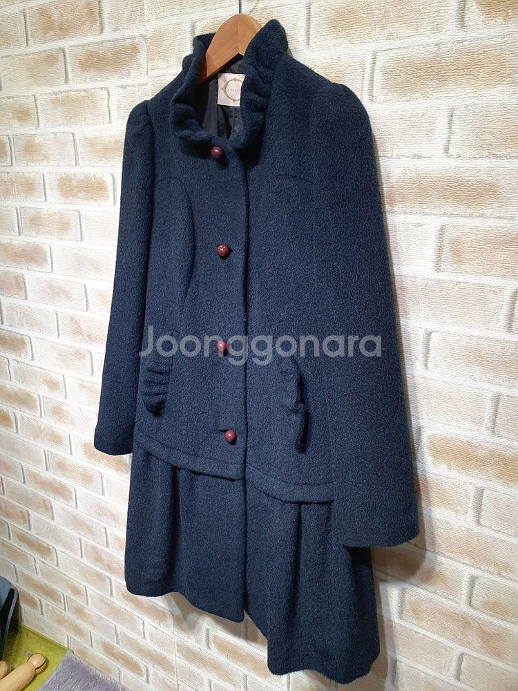 레니본 정품 새것수준 베이비알파카 울 하프코트 55마른--1