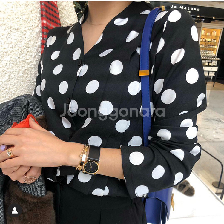 허쉬0109 허쉬마켓 도트핀턱블라우스--1