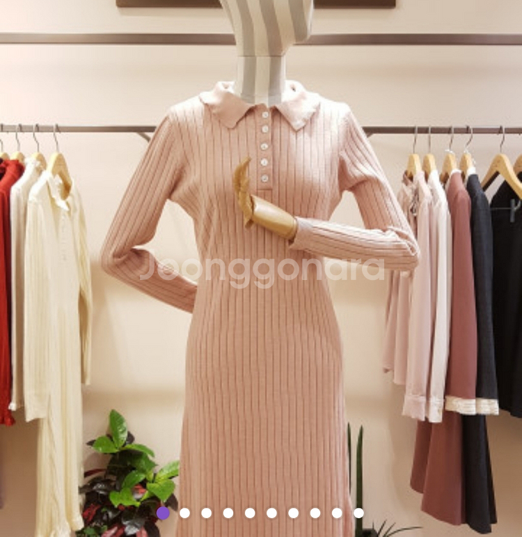 [LINE](새상품)라인어디션 겨울 카라 골지 니트원피--0