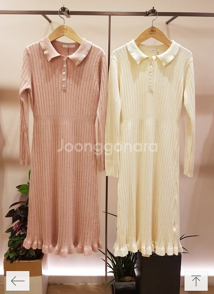 [LINE](새상품)라인어디션 겨울 카라 골지 니트원피--2