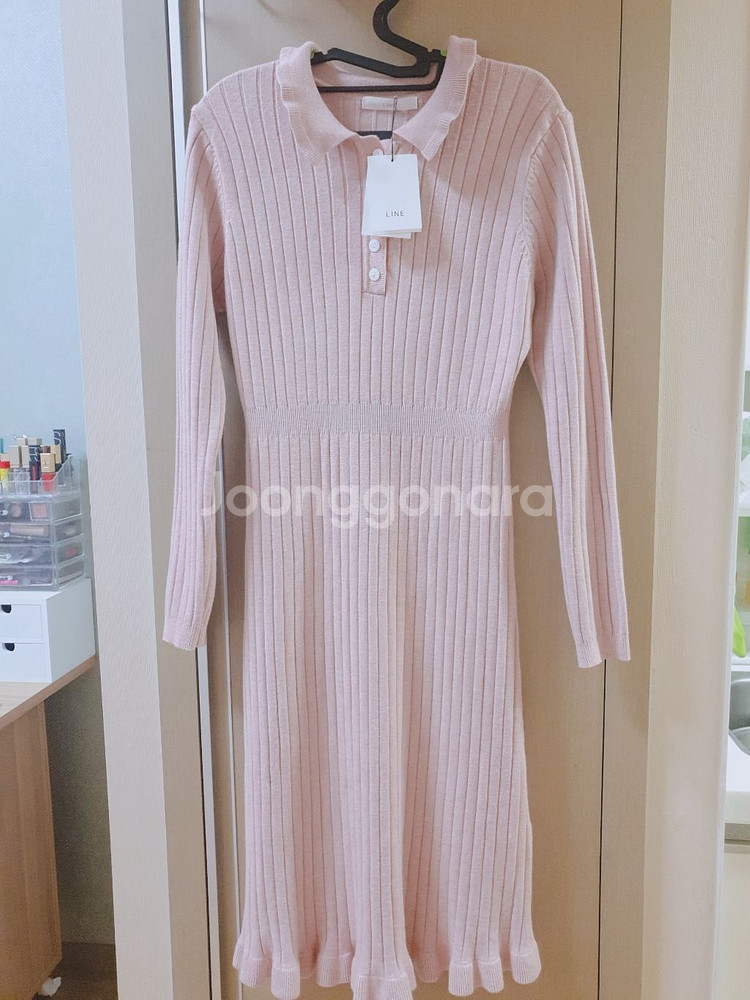 [LINE](새상품)라인어디션 겨울 카라 골지 니트원피--3