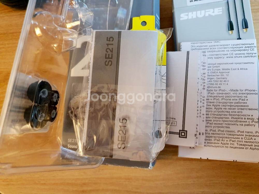Shure SE215 Clear+통화케이블 팝니다--2