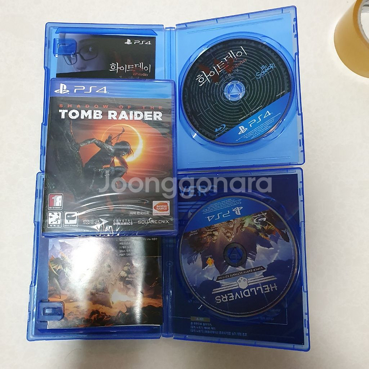 ps4타이틀 3개 일괄판매.툼레이더.헬다이버.화이트데이--1