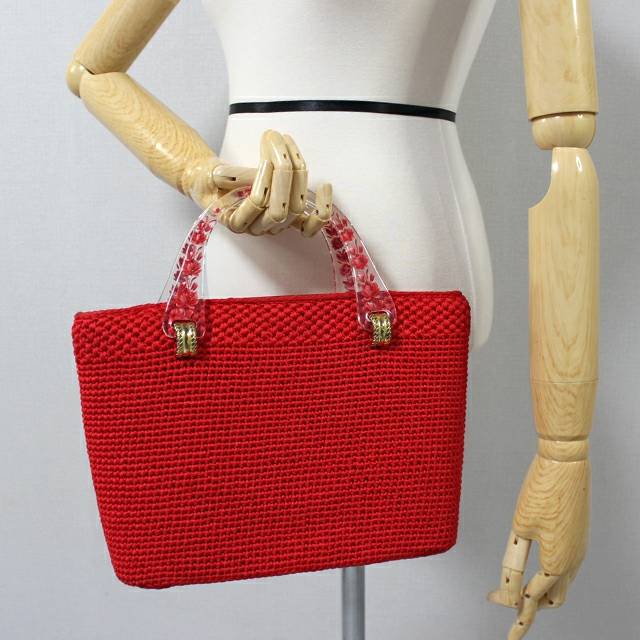 레드 뜨게 토트백--1