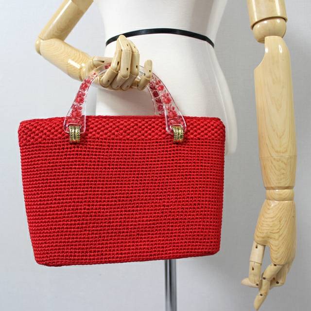 레드 뜨게 토트백--2