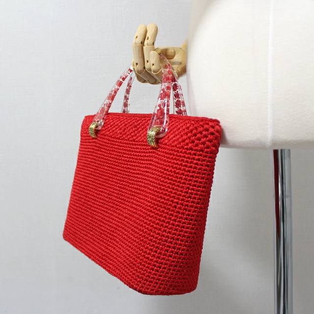 레드 뜨게 토트백--4