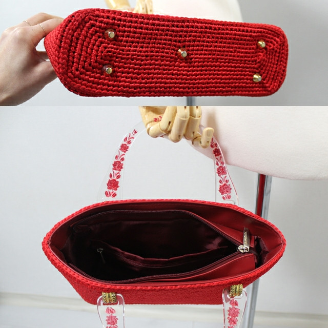 레드 뜨게 토트백--5