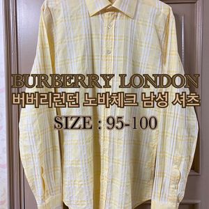95-100/정품 버버리 런던 옐로우 노바체크 남성셔츠