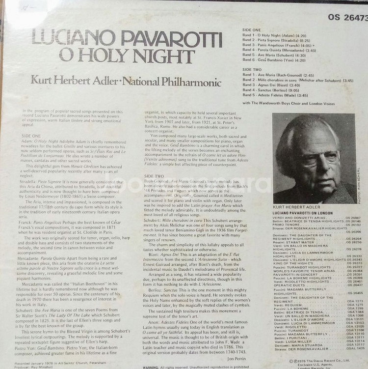 LP판/(수입)PAVAROTTI 의HOLY NIGHT--1