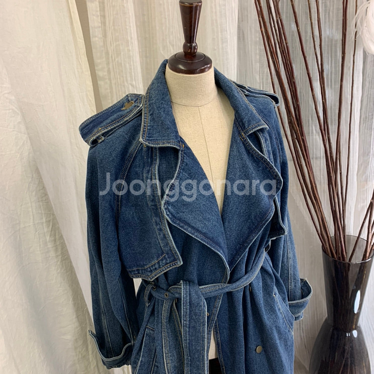 청 데님 트렌치 코트 아우터--0