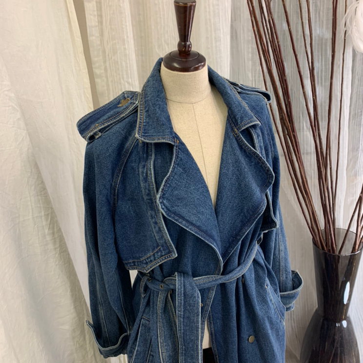 청 데님 트렌치 코트 아우터 이미지