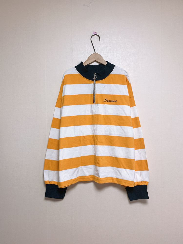 가격인하) 슬로우슬로우 단가라 맨투맨 옐로 이미지