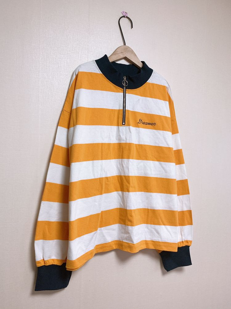 가격인하) 슬로우슬로우 단가라 맨투맨 옐로 이미지