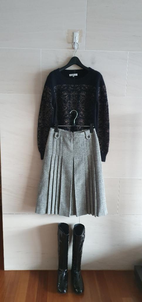 (정품) 레니본 해리스 트위드 핀턱플리츠 스커트 이미지