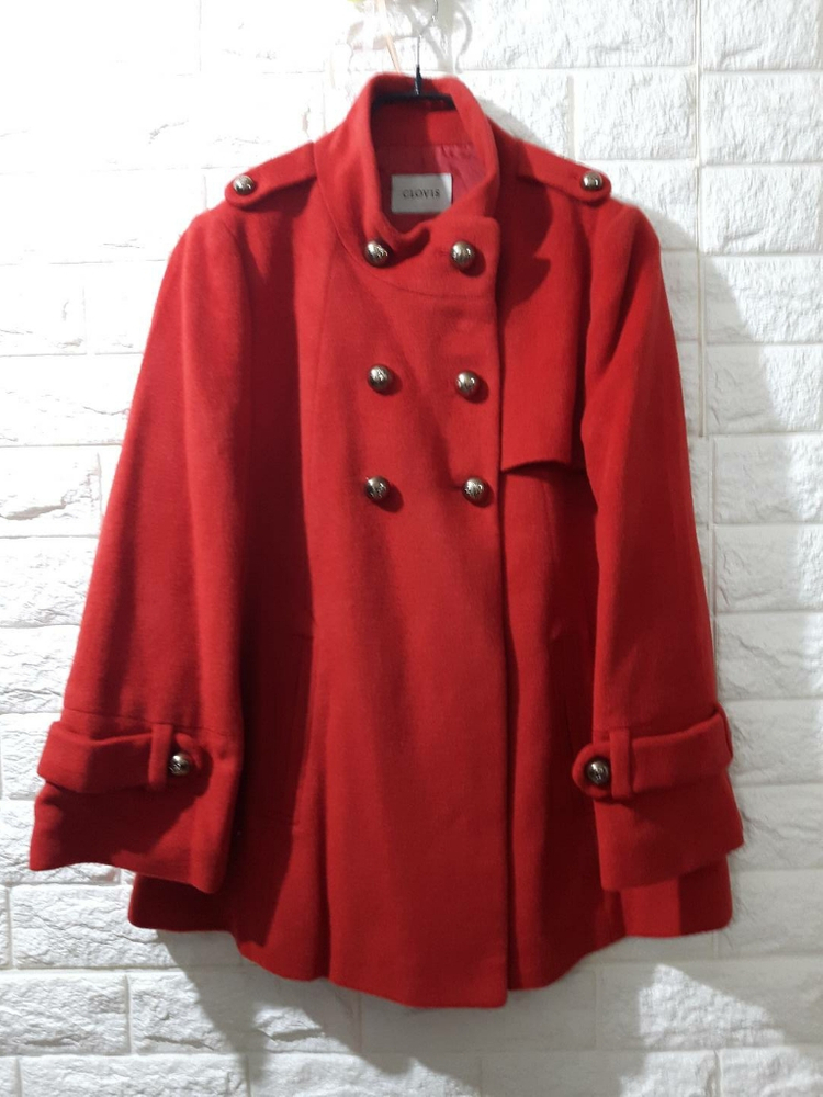 CLOVIS레드컬러 더블 반코트--0