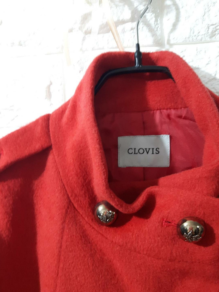 CLOVIS레드컬러 더블 반코트--2