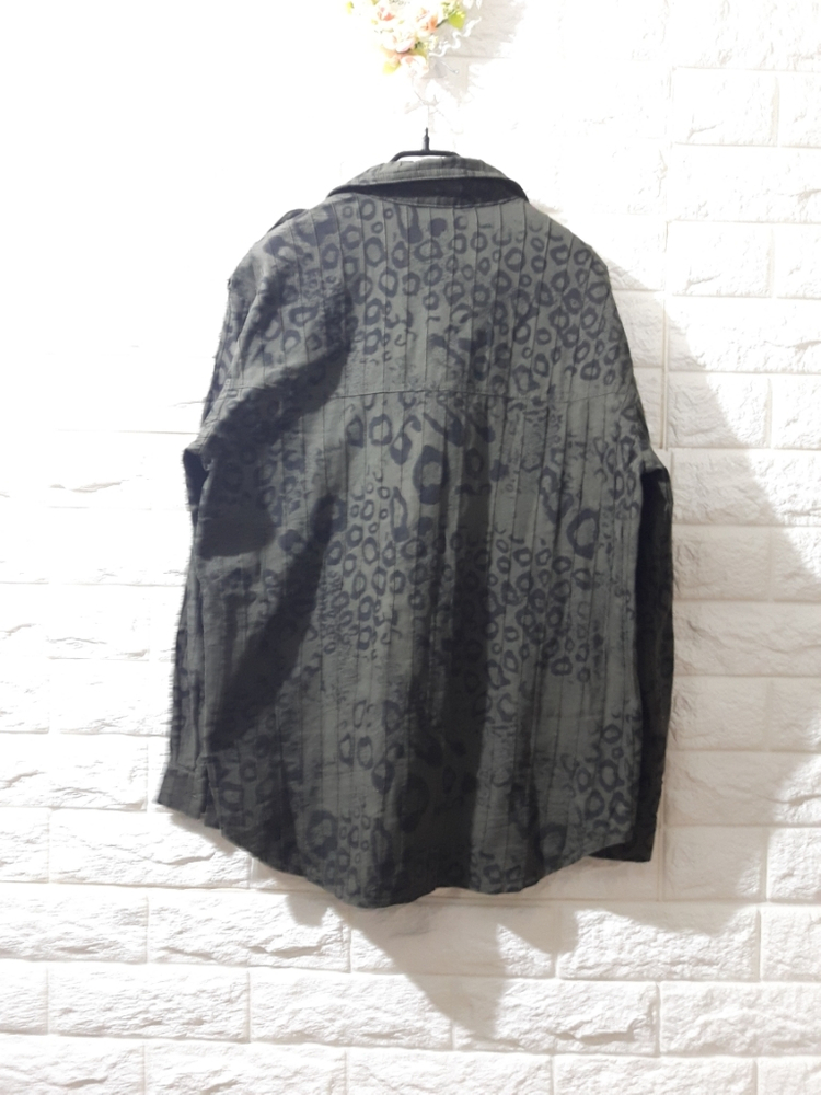 미사용 레오파드 주름 셔츠--1