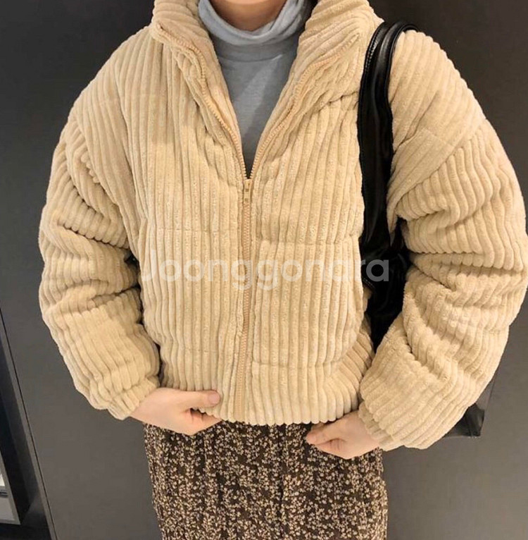코듀로이 패딩 골덴 연베이지--1