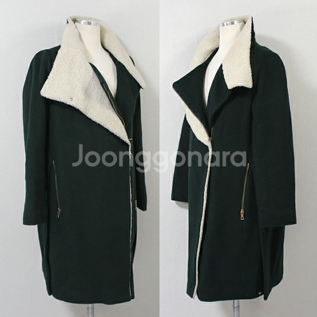 카키 이중카라 코트--1