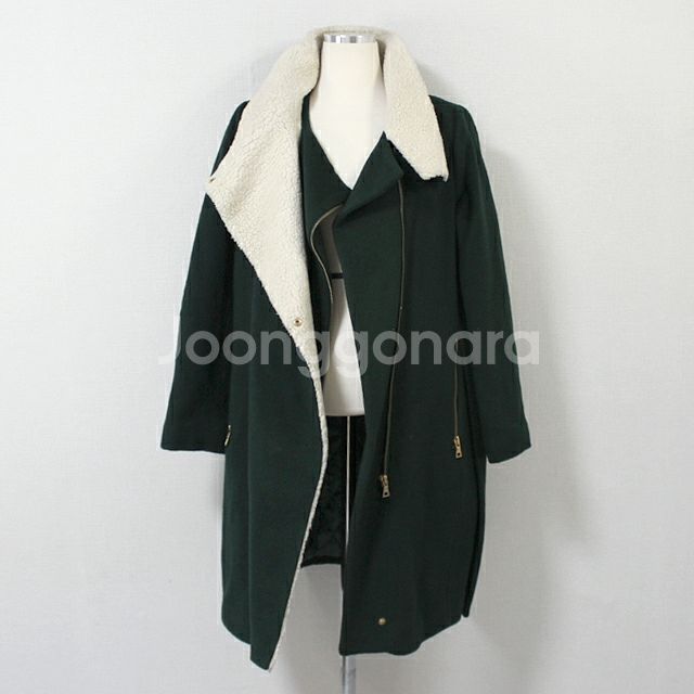 카키 이중카라 코트--2