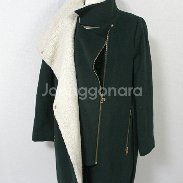 카키 이중카라 코트--3