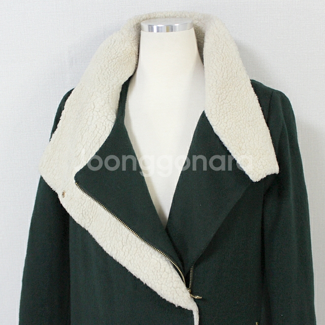 카키 이중카라 코트--5