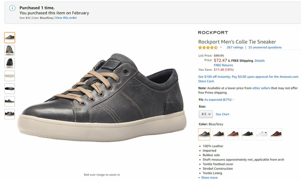 락포트 구져스타일 스니커블루그레이 8.5US / 265--1