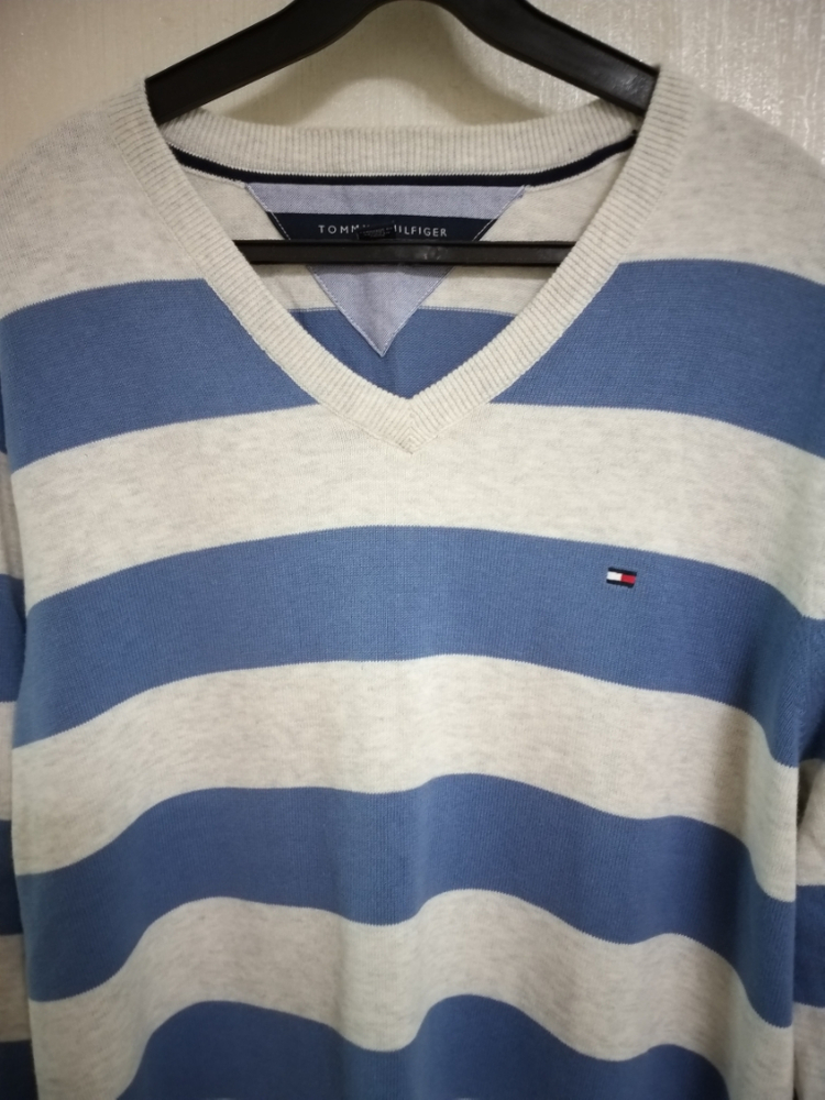 남성 타미힐피거 봄.가을 브이넥니트 (100) 이미지