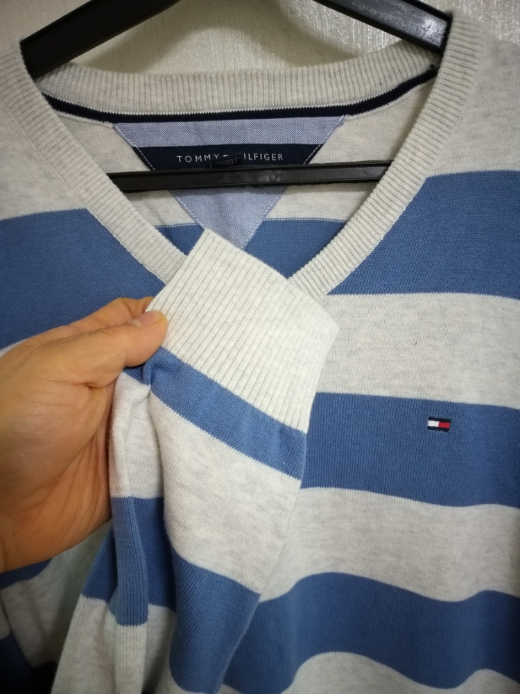 남성 타미힐피거 봄.가을 브이넥니트 (100) 이미지