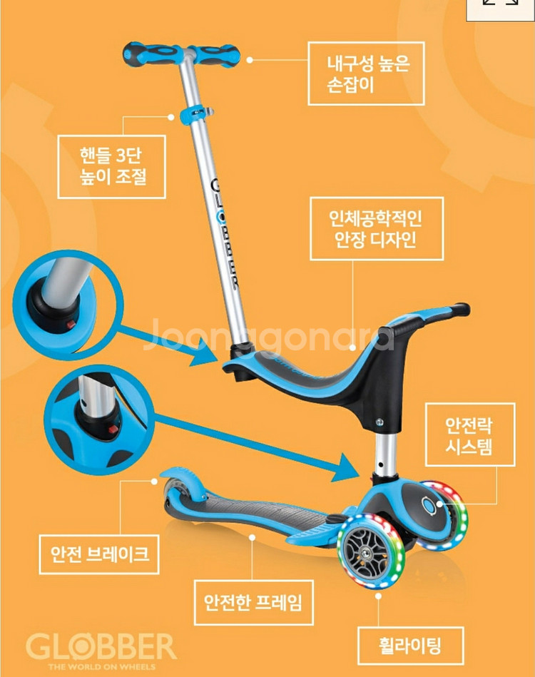 [GLOBBER정품]글로버 4in1 킥보드 판매 라임색--6