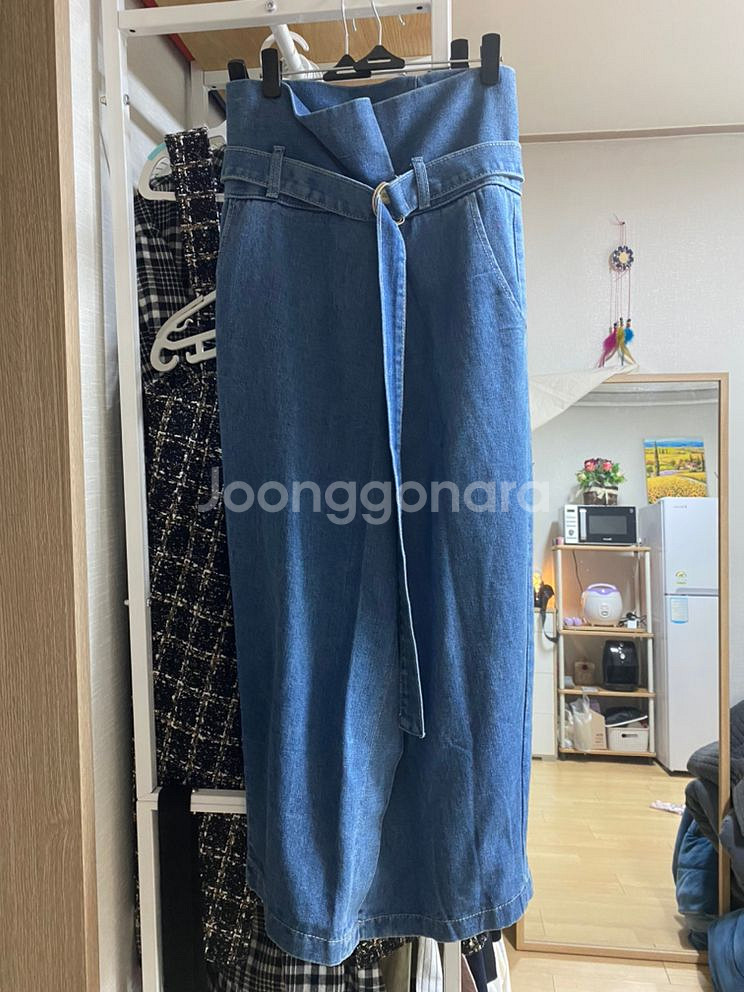 급처 벨트 데님롱치마--0