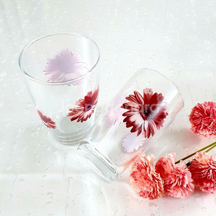 홈카페유리컵 빈티지컵 레트로컵 꽃그림유리컵 예쁜컵--1
