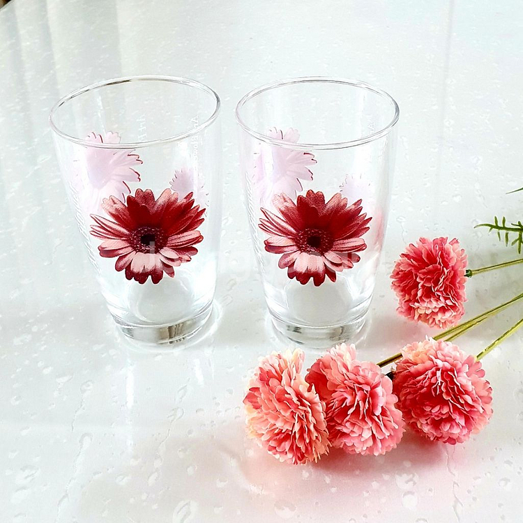 홈카페유리컵 빈티지컵 레트로컵 꽃그림유리컵 예쁜컵--3